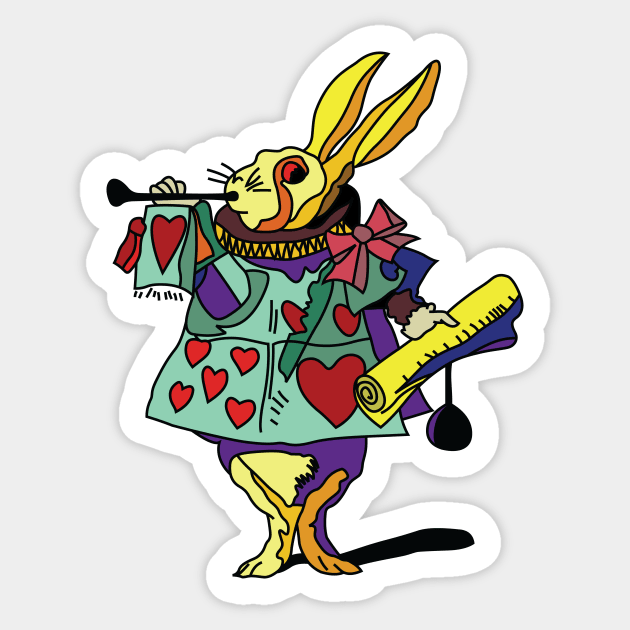 Alice In Wonderland - The White Rabbit Sticker by ptelling